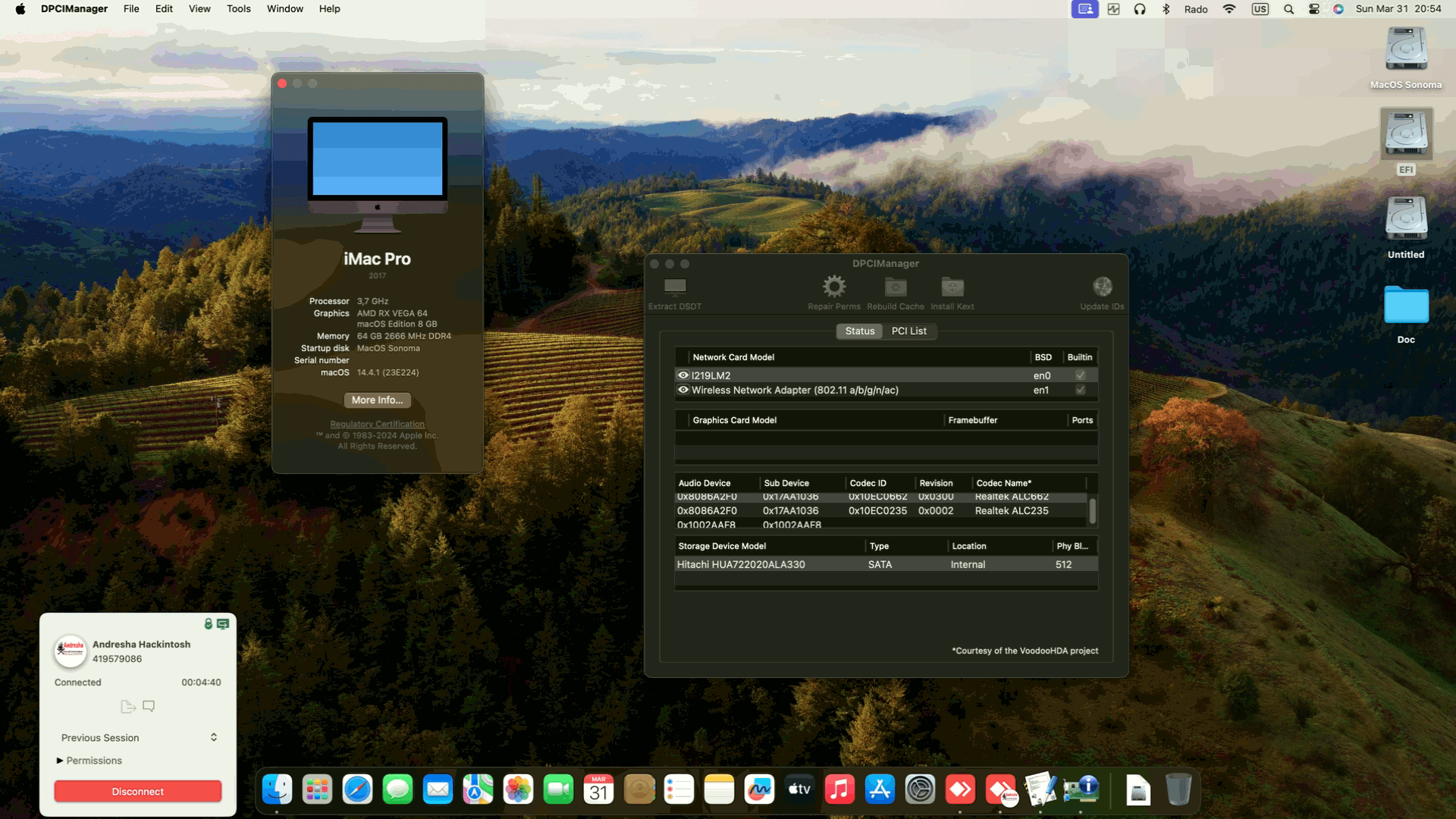 Success Hackintosh macOS Sonoma 14.4.1 Build 23E224 in Lenovo Thinkstation P520 Workstation